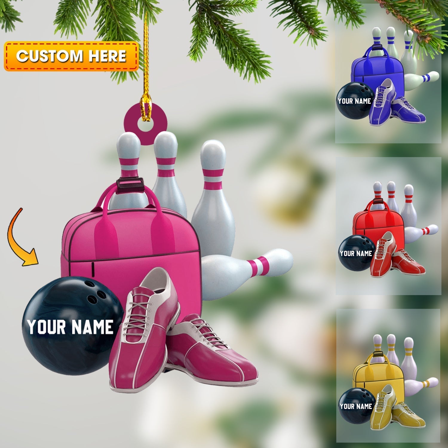 Blisscorners Bowling Set Christmas Ornament, Personalized Ornament2D Flat LM2211