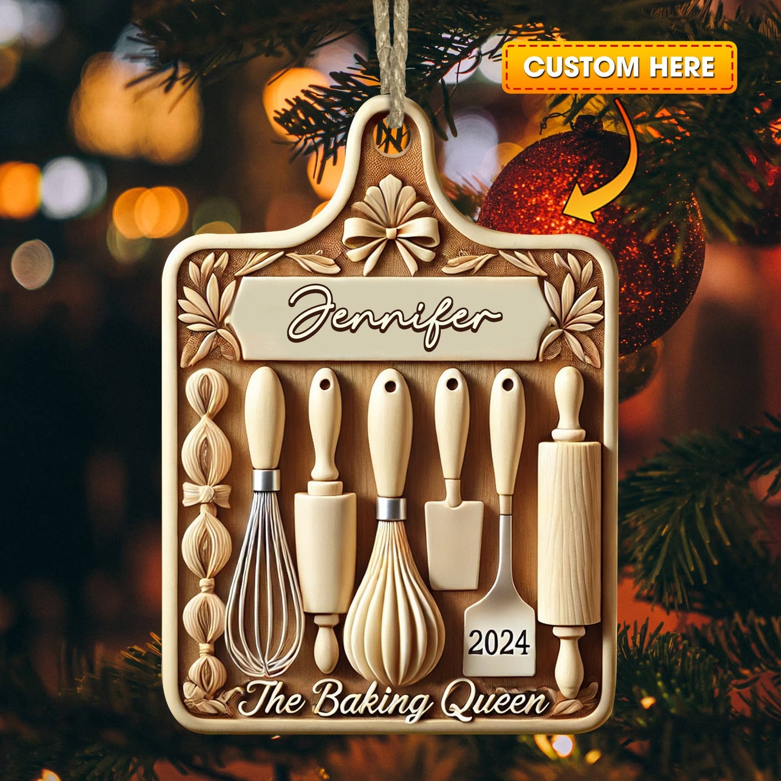 Blisscorners Custom Ornament, The Baking Queen Ornament, Christmas Decor2D Flat LM2211