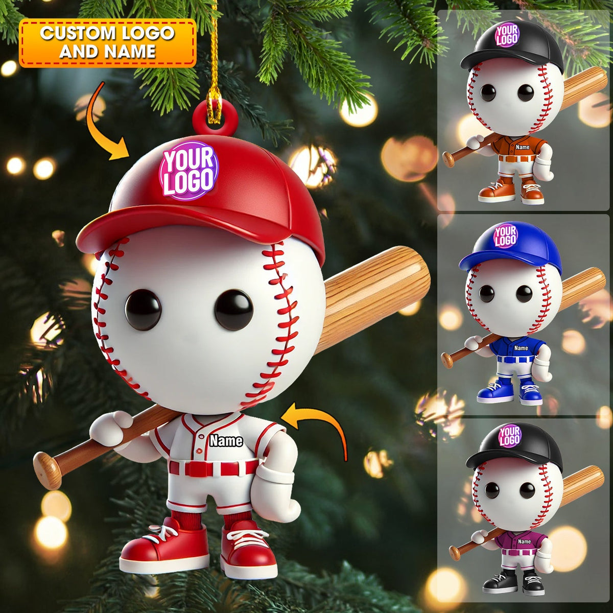 Blisscorners Baseball Christmas Ornament, Personalized Ornament2D Flat LM2211