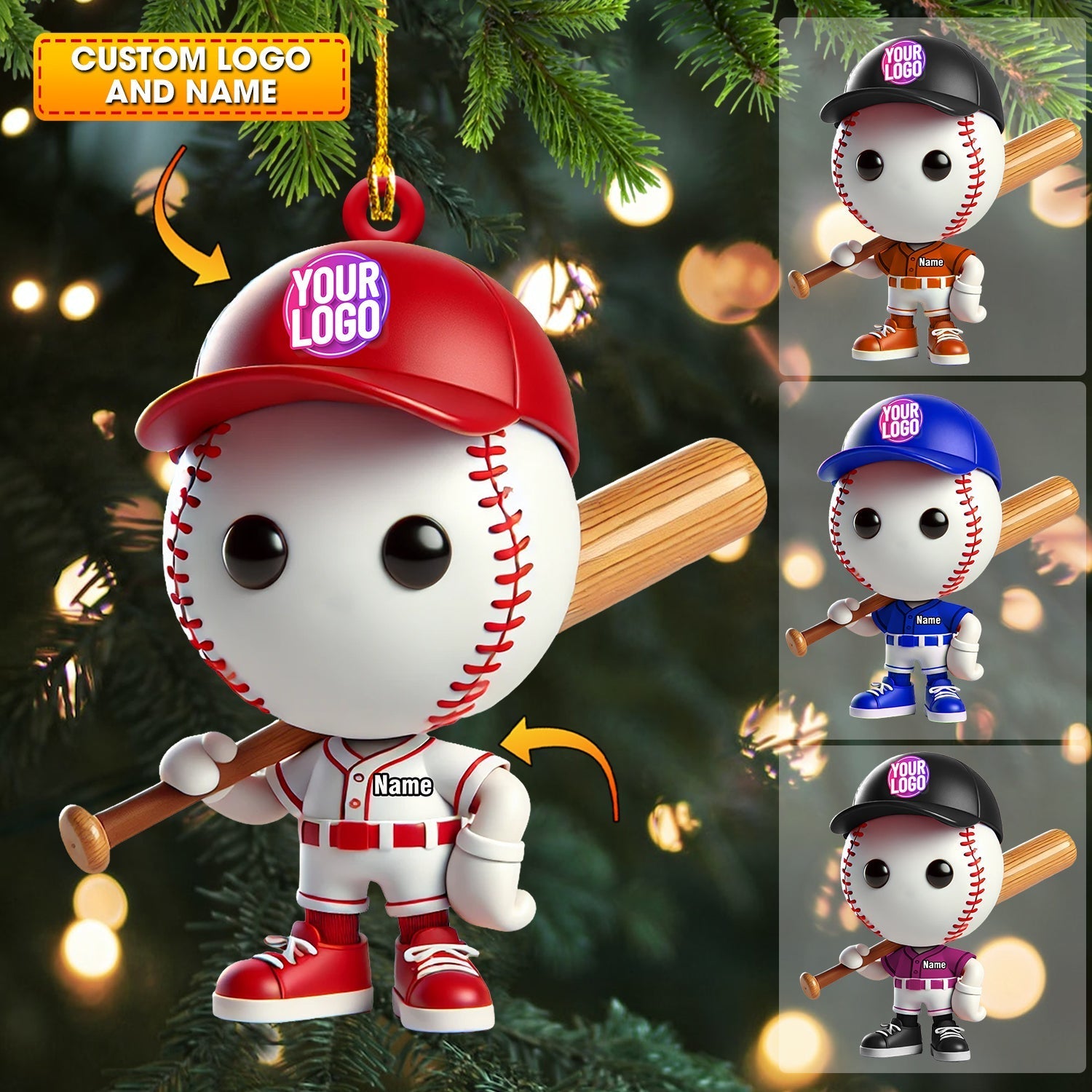 Blisscorners Baseball Christmas Ornament, Personalized Ornament2D Flat LM2211