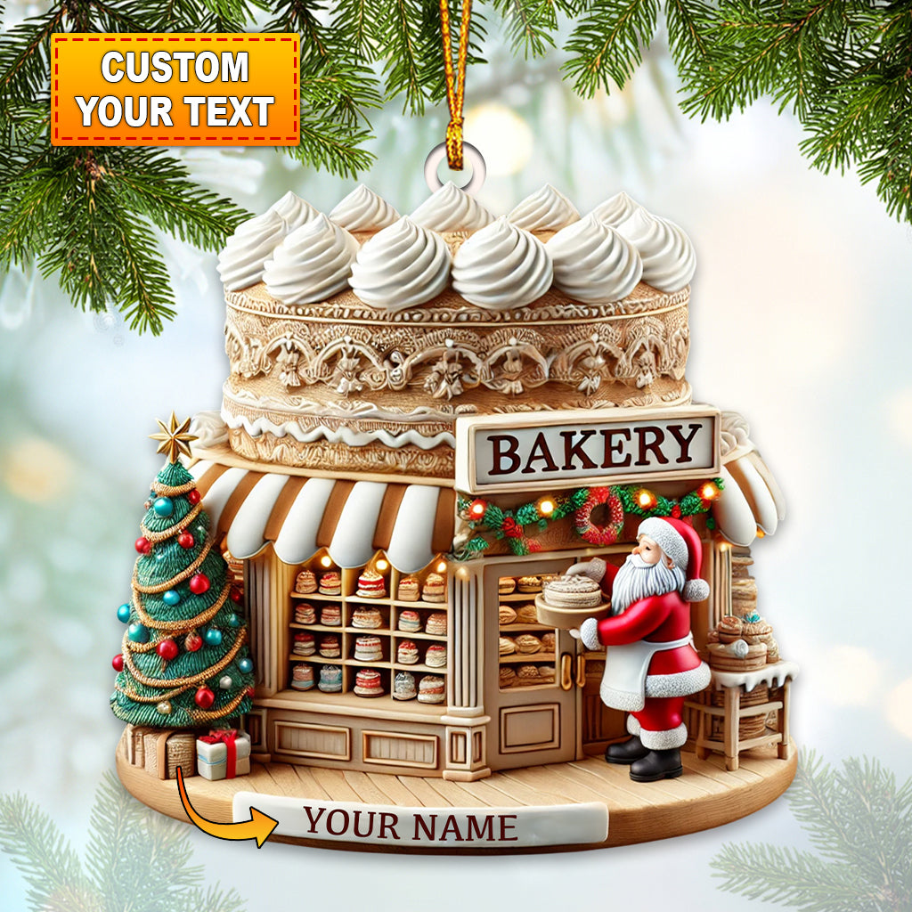 Blisscorners Santa Bakery Christmas Ornament, Personalized Ornament2D Flat LM2211