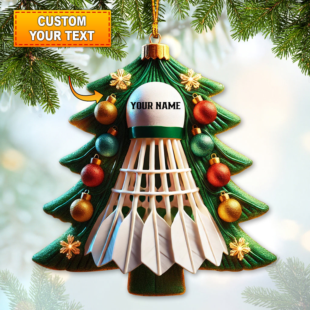 Blisscorners Custom Name Ornament, Badminton Christmas Tree2D Flat LM2211