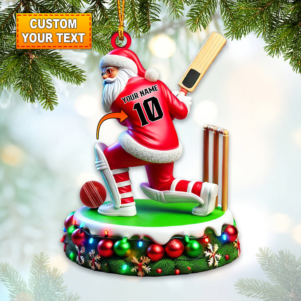 Blisscorners Custom Name Cricket Ball Ornament, Cricket Ball Lover Christmas Gift62D Flat LM2211