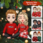 Blisscorners Christmas Couple - Custom Photo And Names, Personalized Acrylic Ornament - Gift For Christmas, Family Gift, Gift For Couple2D Flat LM2111