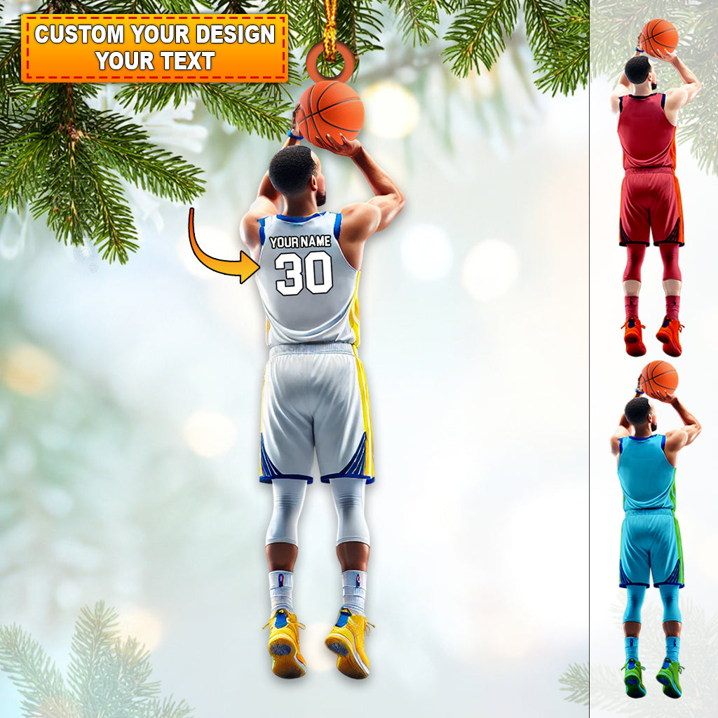 Blisscorners Custom Name and Number Basketball Ornament, Christmas Gift Decoration2D Flat LM2111