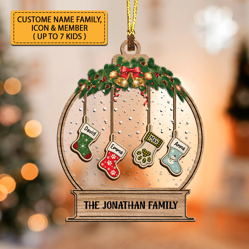 Blisscorners Family Socks Color - Custom Photo, Personalized Acrylic Ornament - Gift For Christmas, Family Gift2D Flat LM2111
