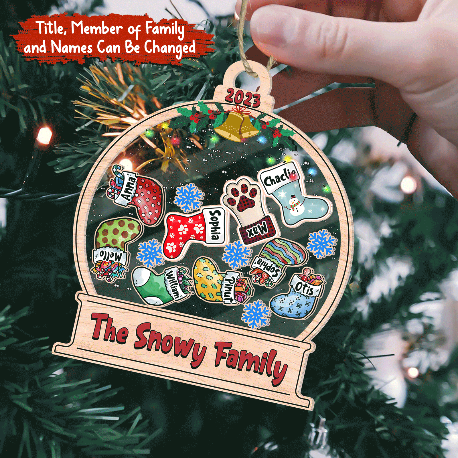 Blisscorners Personalized Ornament - Christmas Gift For Family - Colorful Family Stockings - Custom Shaker Ornament2D Flat LM2111