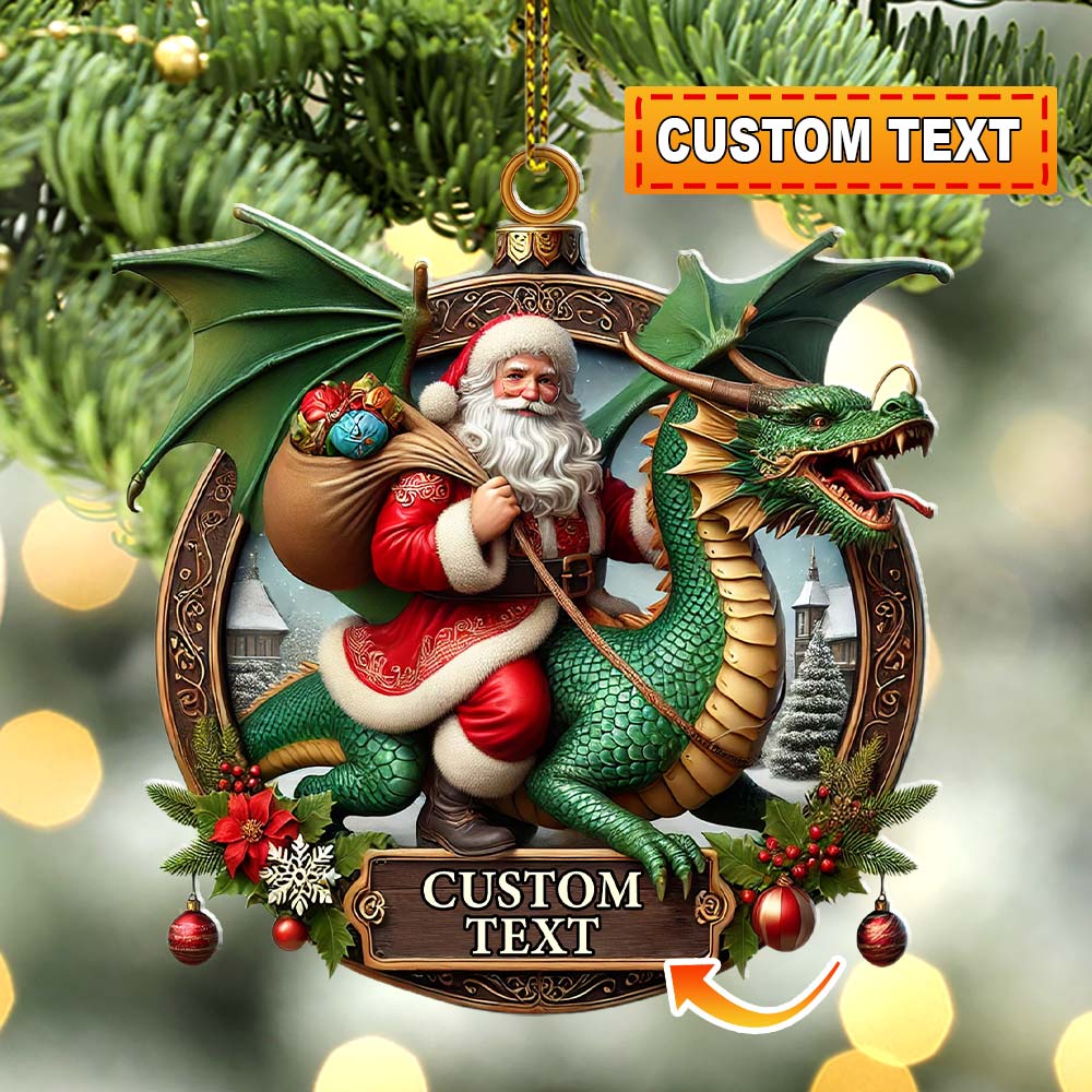 Blisscorners Custom Name Dragon Santa Ornament, Christmas Gift for Dragon Lover2D Flat LM2111