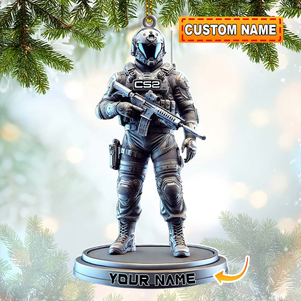 Blisscorners Custom Name Counter Strike Game Ornament, Christmas Gift for Gamer2D Flat LM2111