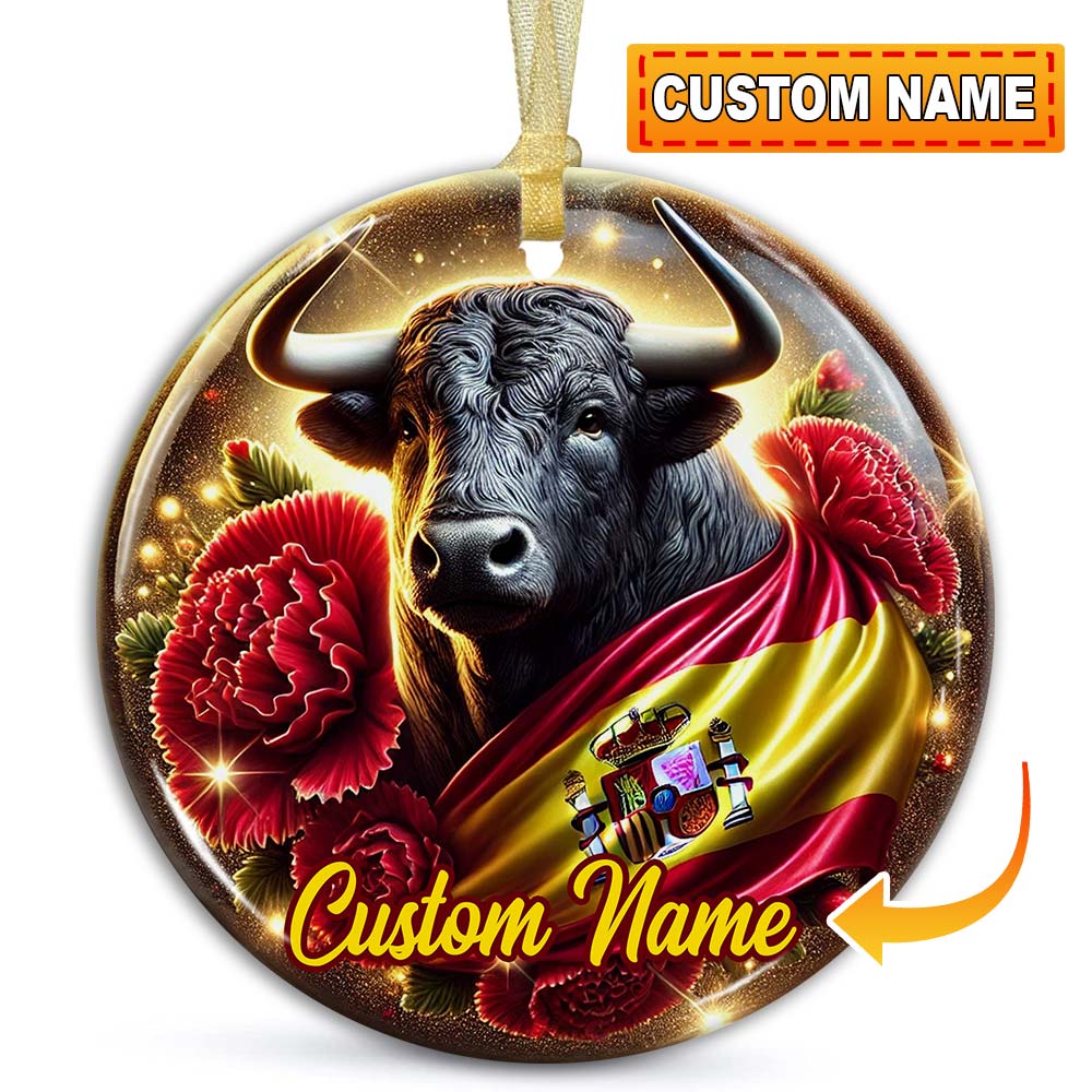 Blisscorners Custom Name Spain Ornament, Christmas Gift for Spain Lover2D Flat LM2211