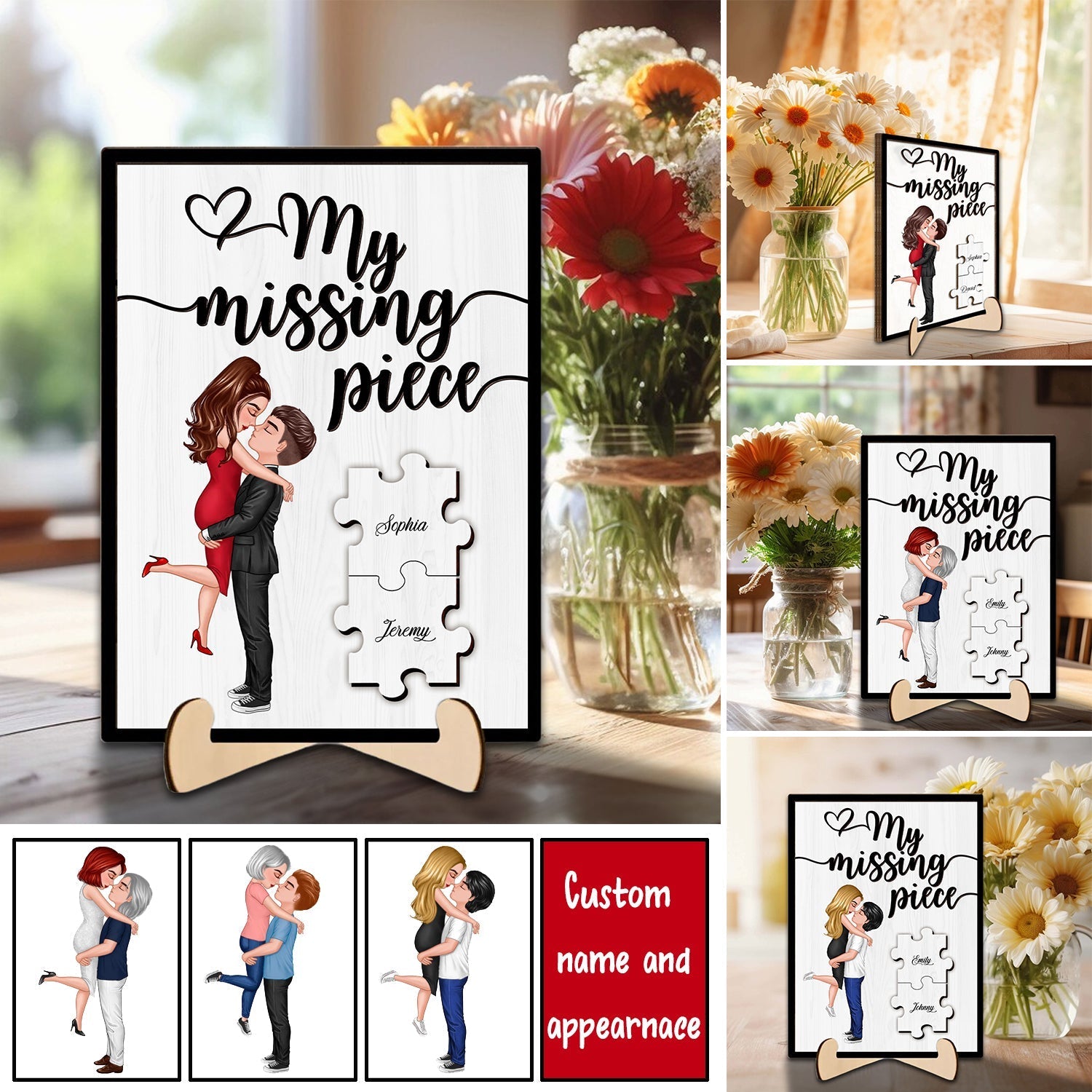 Blisscorners My Missing Piece Valentine‘s Day Gift For Her Gift For Him Personalized 2-Layer Wooden Plaque2D Flat LM2111