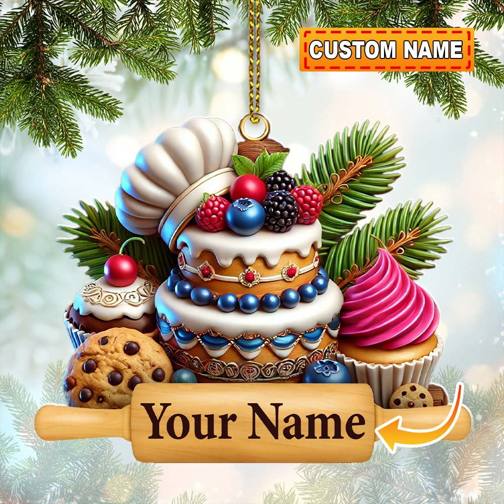 Blisscorners Custom Ornament, Sweet Cakes Ornament, Christmas Decor2D Flat LM2211