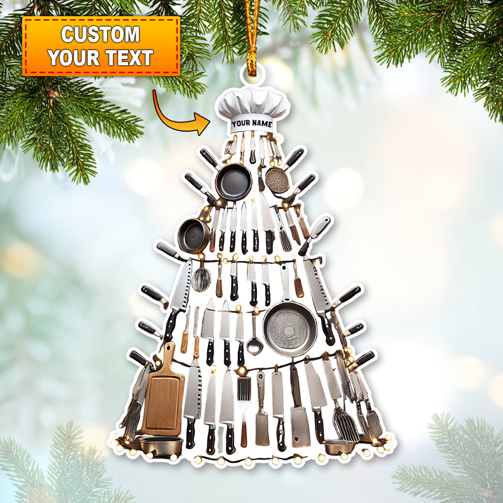 Blisscorners Custom Name Ornament, Kitchen Noel Tree2D Flat LM2211