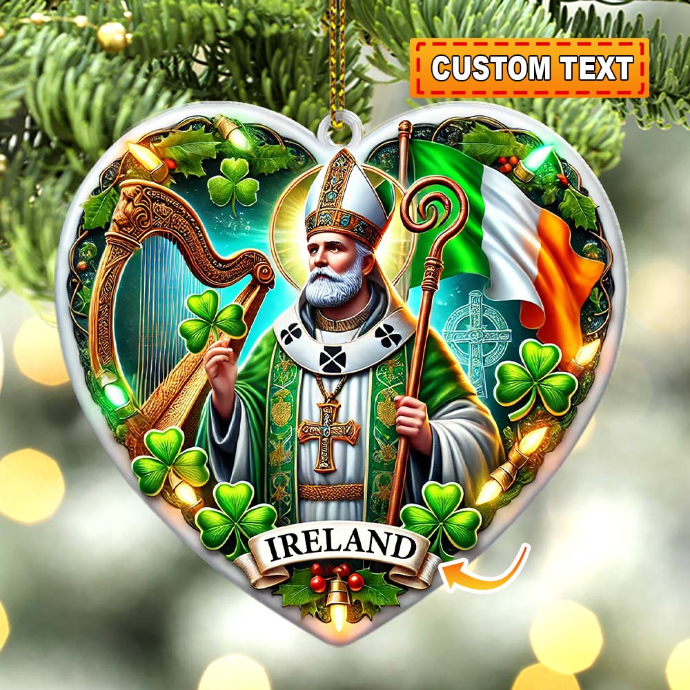 Blisscorners Custom Name Ireland Ornament, Christmas Gift for Ireland Lover892D Flat LM2111
