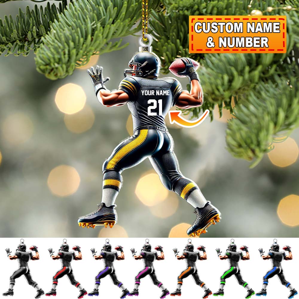 Blisscorners Custom Name and Number Rugby Football Ornament, Christmas Gift for Rugby Football Lover2D Flat LM2211