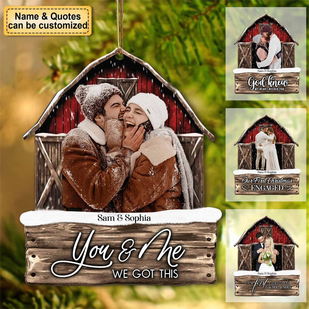 Blisscorners You And Me We Got This, Custom Photo And Name - Personalized Custom Shaped Wooden Ornament - Gift For Couple, Christmas Gift2D Flat LM2111