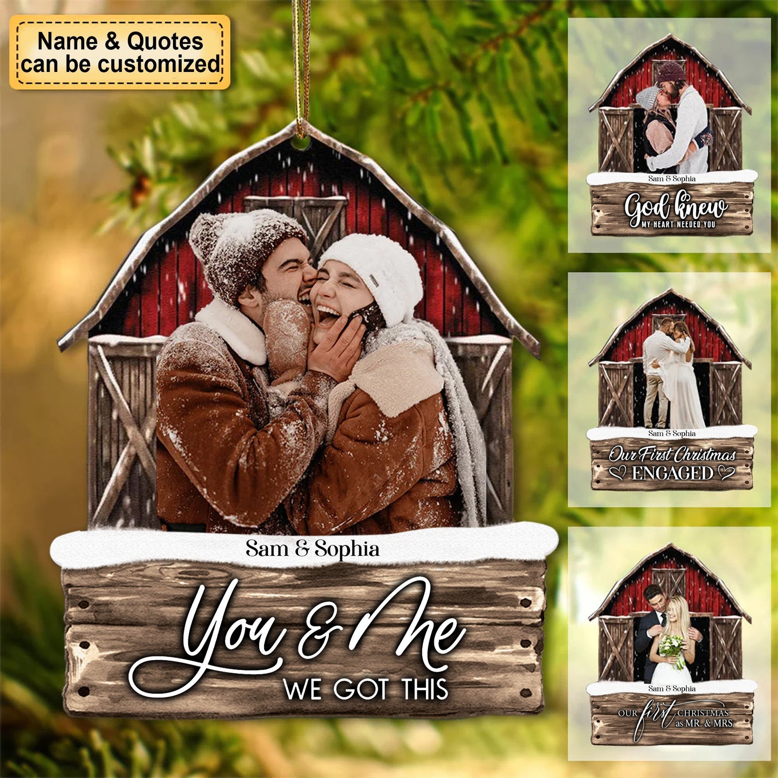 Blisscorners You And Me We Got This, Custom Photo And Name - Personalized Custom Shaped Wooden Ornament - Gift For Couple, Christmas Gift2D Flat LM2111