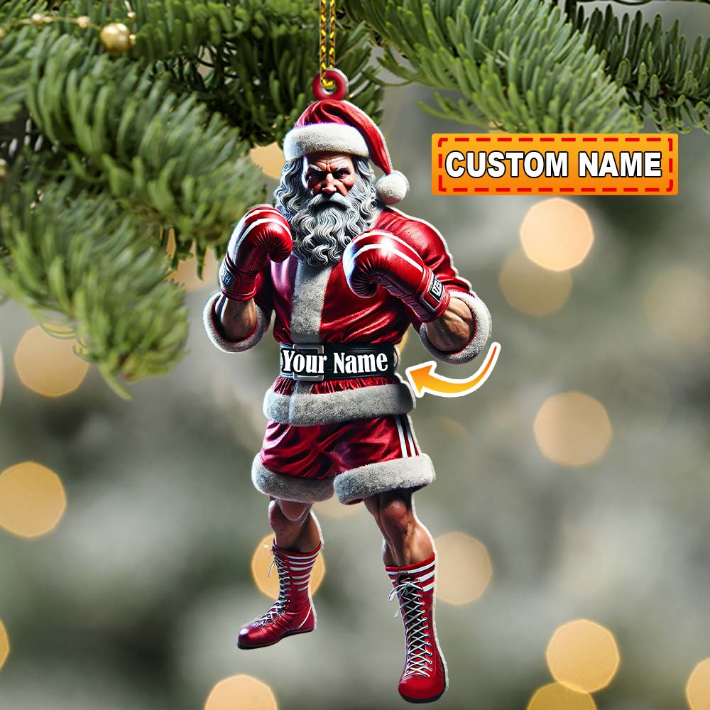 Blisscorners Custom Ornament, Santa Boxing Ornament, Christmas Decor2D Flat LM2211