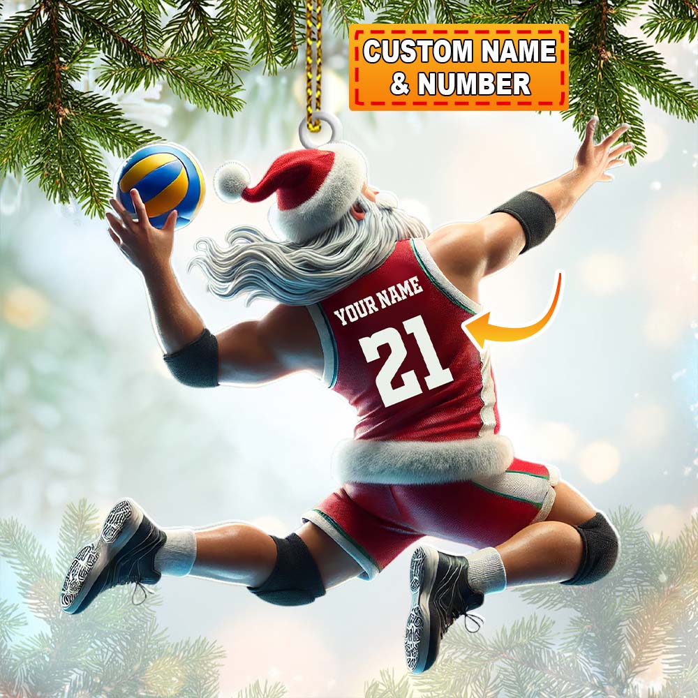 Blisscorners Custom Name and Number Volleyball Ornament, Christmas Gift for Volleyball Lover2D Flat LM2111