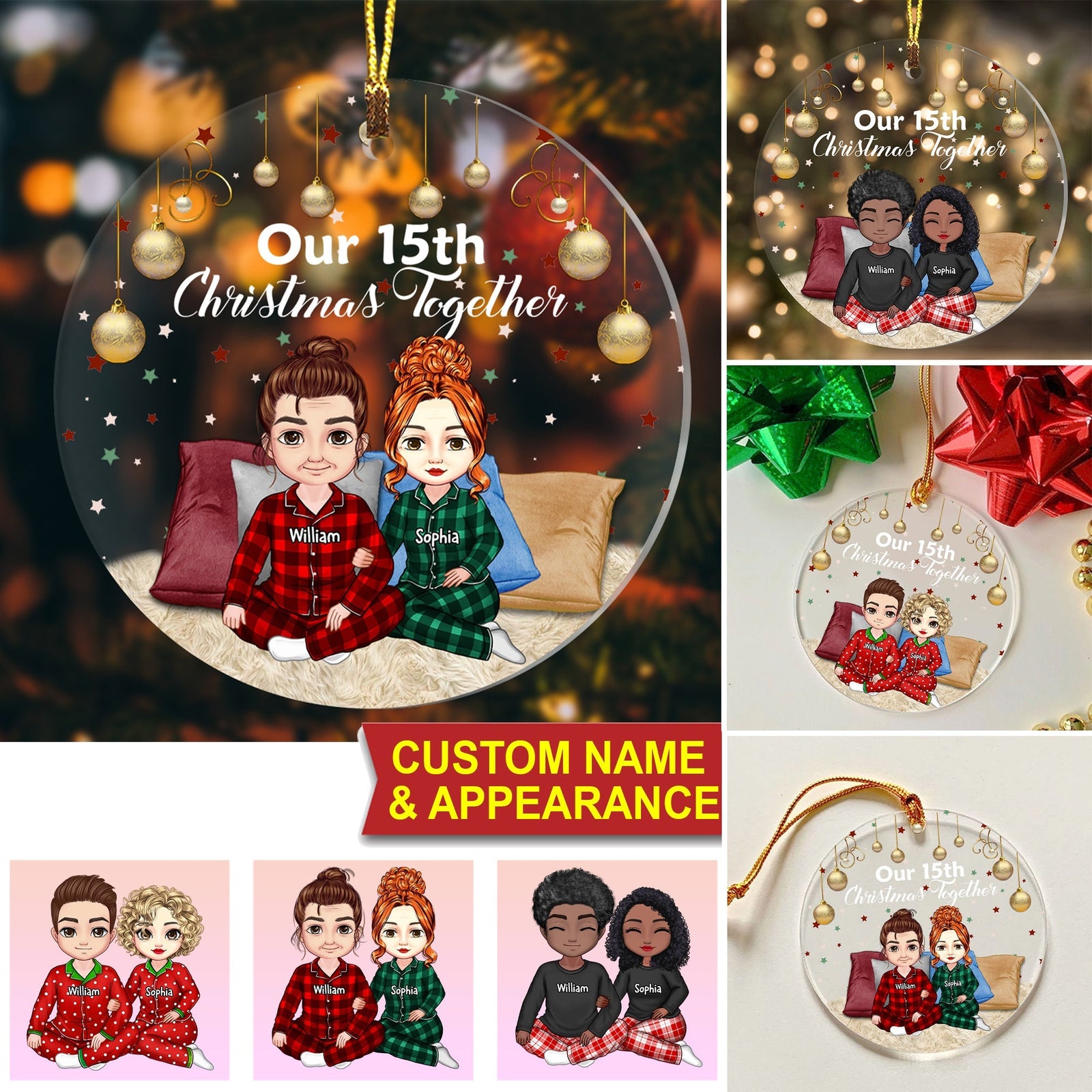 Blisscorners Our Christmas Together - Custom Appearances And Names, Personalized Acrylic Ornament - Gift For Christmas, Family Gift2D Flat LM2111