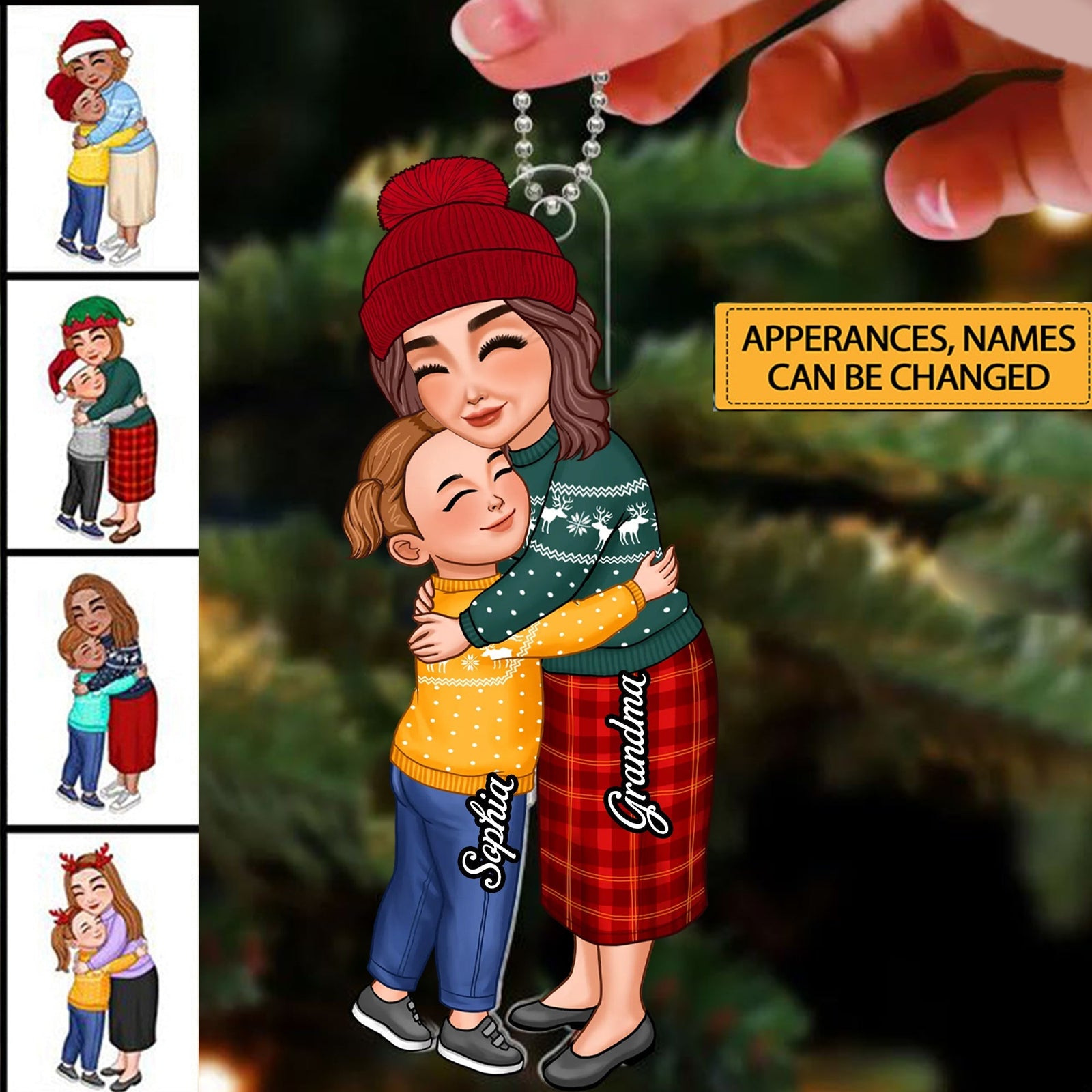 Blisscorners Grandma And Kid Hugging, Christmas Decor - Personalized Acrylic Ornament - Gift For Family2D Flat LM2111