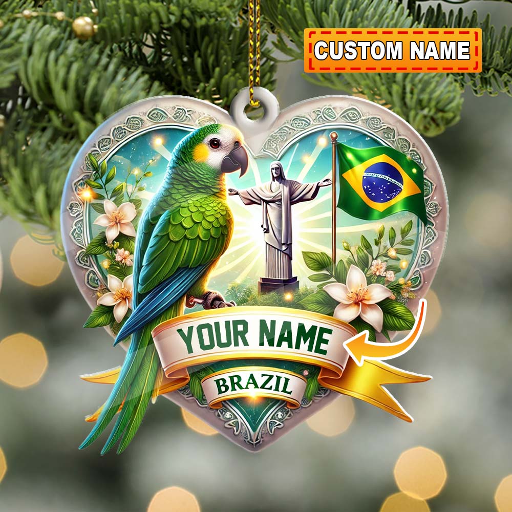 Blisscorners Custom Name Brazil Ornament, Christmas Gift for Brazil Lover2D Flat LM2211
