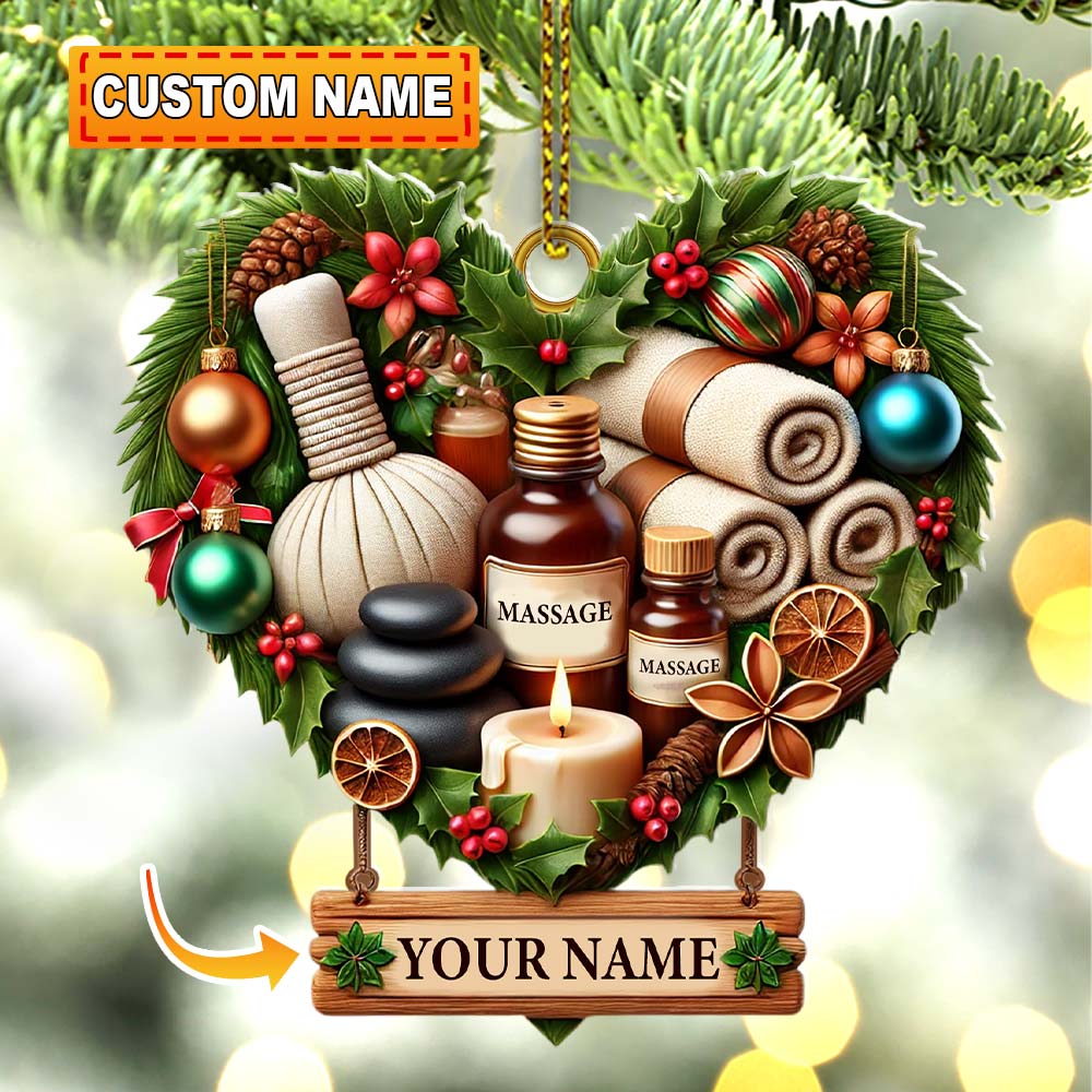 Blisscorners Custom Ornament, Heart Of Massage Ornament, Christmas Decor2D Flat LM2211