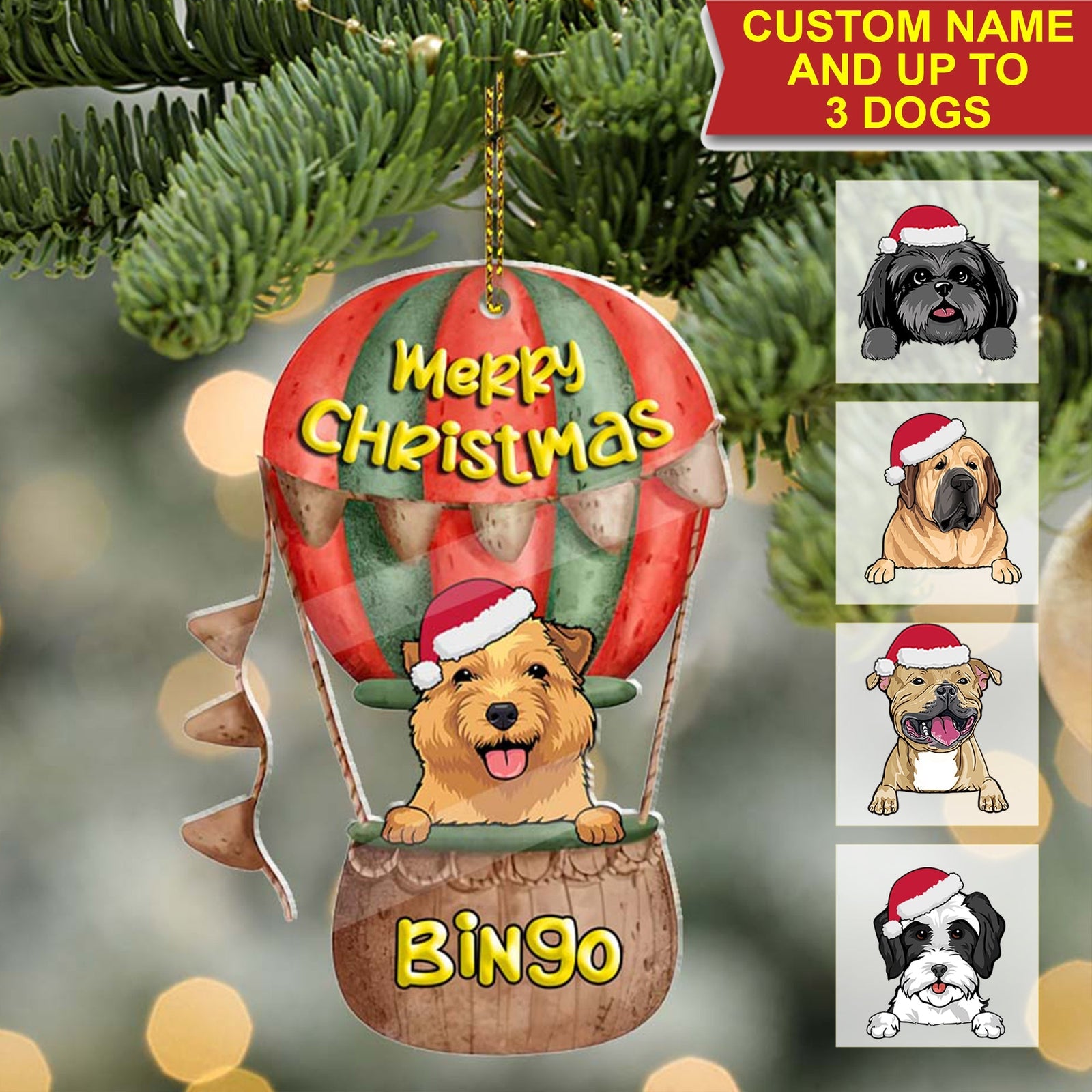 Blisscorners Merry Christmas Pet - Custom Photo And Name, Personalized Acrylic Ornament - Gift For Christmas, Gift For Pet Lover2D Flat LM2111