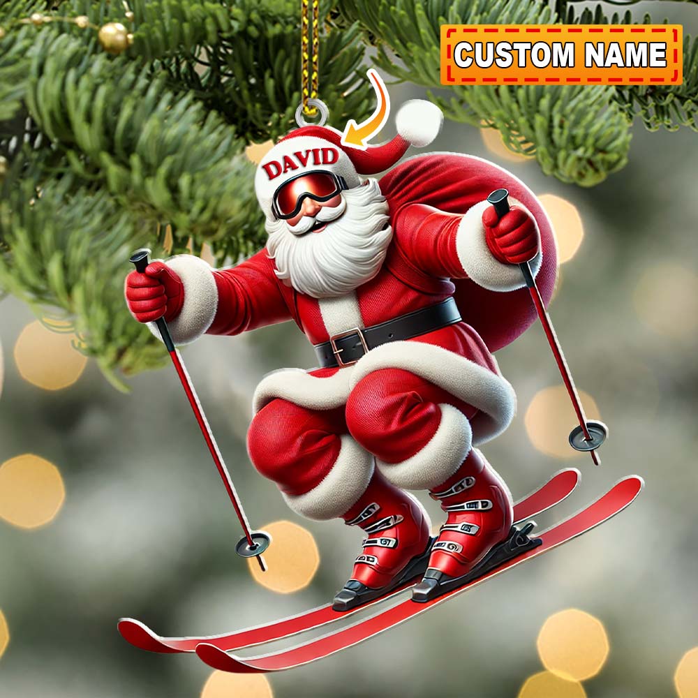 Blisscorners Santa Skiing Christmas Ornament, Personalized Ornaments2D Flat LM2211