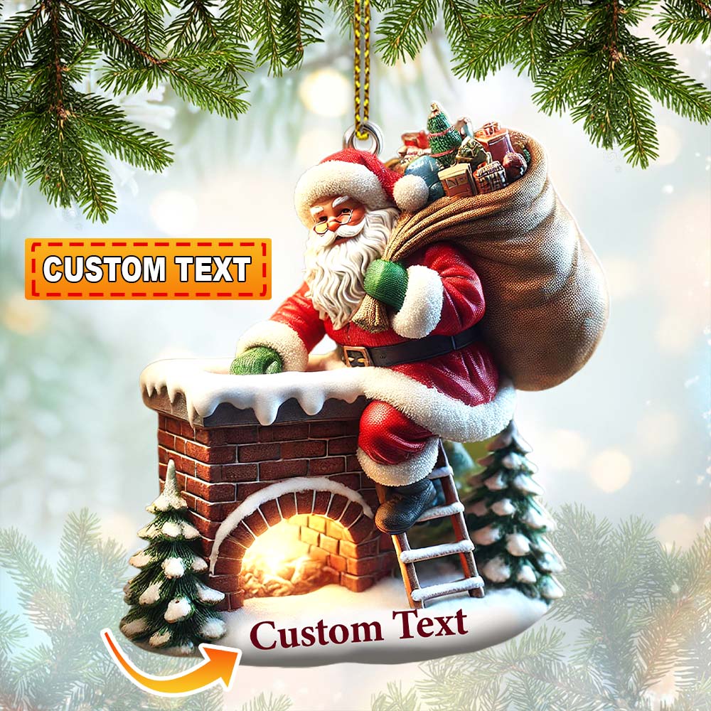 Blisscorners Custom Ornament, Santa On The Roof Ornament, Christmas Decor2D Flat LM2211