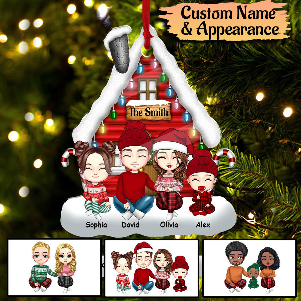 Blisscorners Christmas Snow House Family Members - Personalized Acrylic Ornament - Gift For Family, Xmas Gift2D Flat LM2111