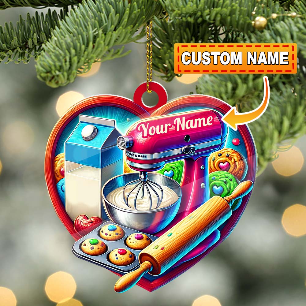 Blisscorners Custom Name Ornament, Baker Heart2D Flat LM2211