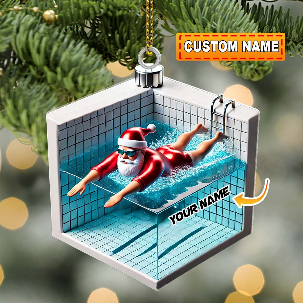 Blisscorners Swimming Santa Christmas Ornament, Personalized Ornament2D Flat LM2211