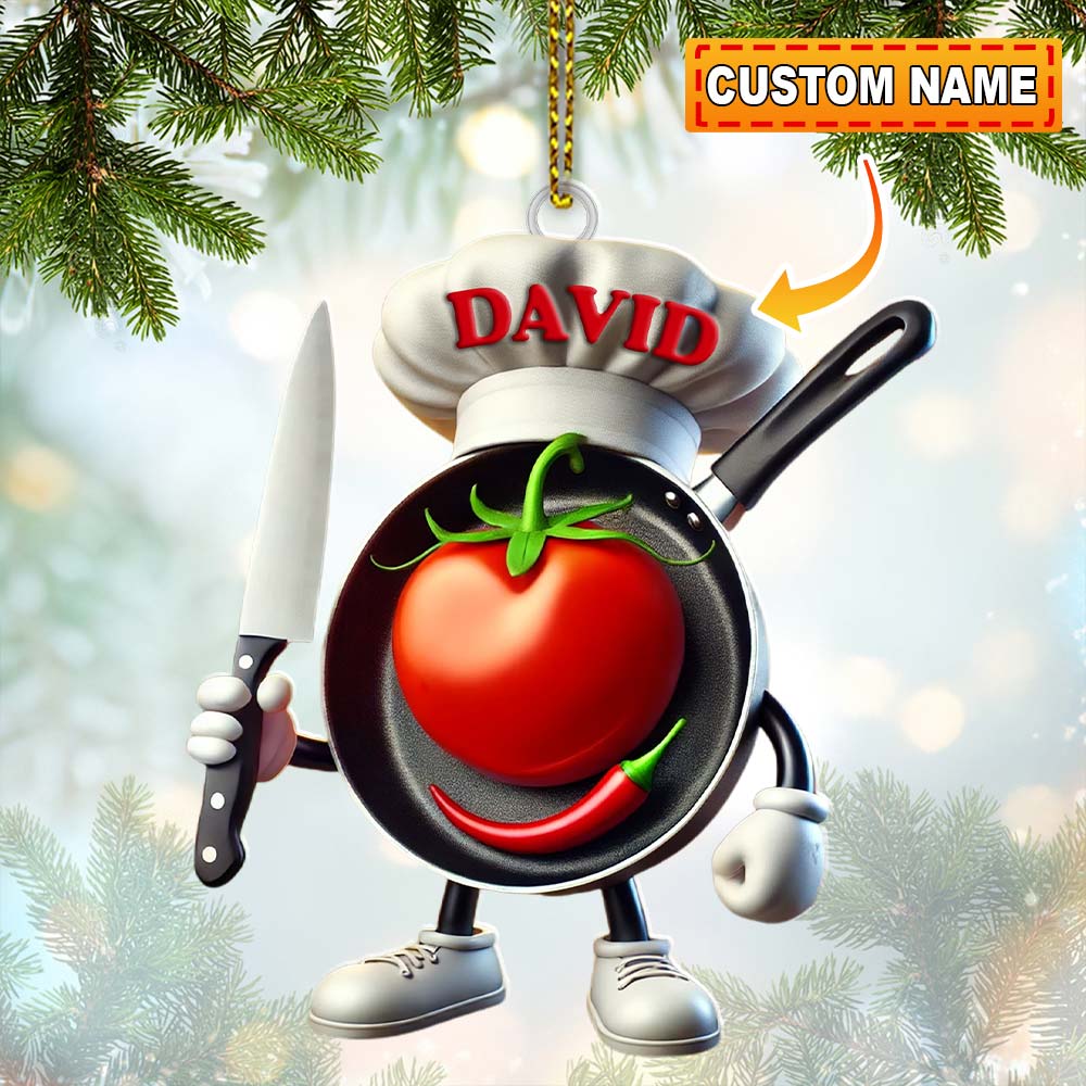 Blisscorners Custom Name Chef Ornament, Chef Christmas Gift2D Flat LM2211