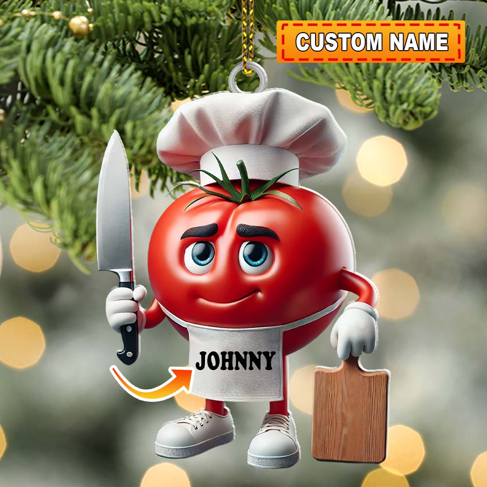 Blisscorners Tomato Chef Christmas Ornament, Personalized Ornament2D Flat LM2211