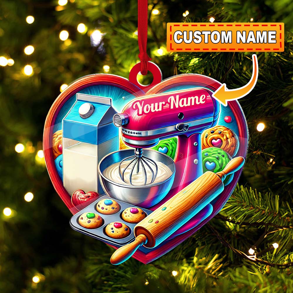 Blisscorners Custom Name Ornament, Baker Heart2D Flat LM2211