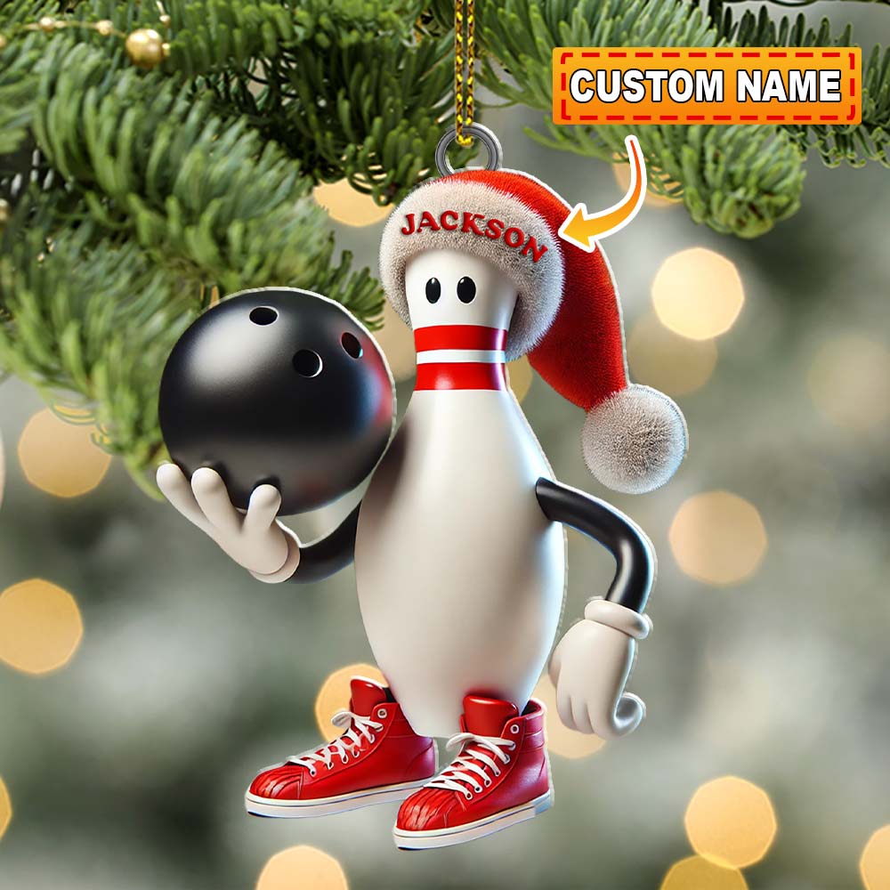 Blisscorners Custom Name Bowling Christmas Ornament, Bowling Lover Christmas Gift2D Flat LM2211