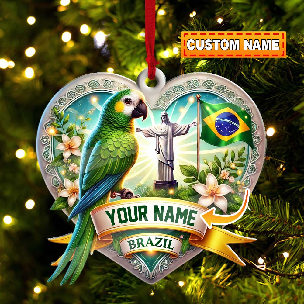 Blisscorners Custom Name Brazil Ornament, Christmas Gift for Brazil Lover2D Flat LM2211