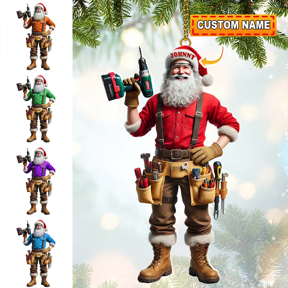 Blisscorners Custom Name Handyman Santa Ornament, Handyman Christmas Gift2D Flat LM2111