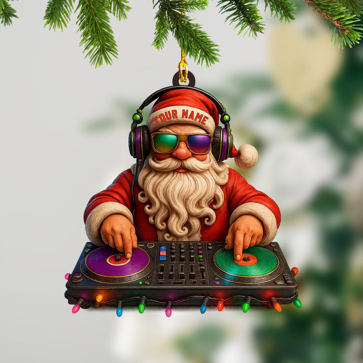 Blisscorners Santa DJ Christmas, Home Decor, Christmas Ornament, Personalized Ornament2D Flat LM2111
