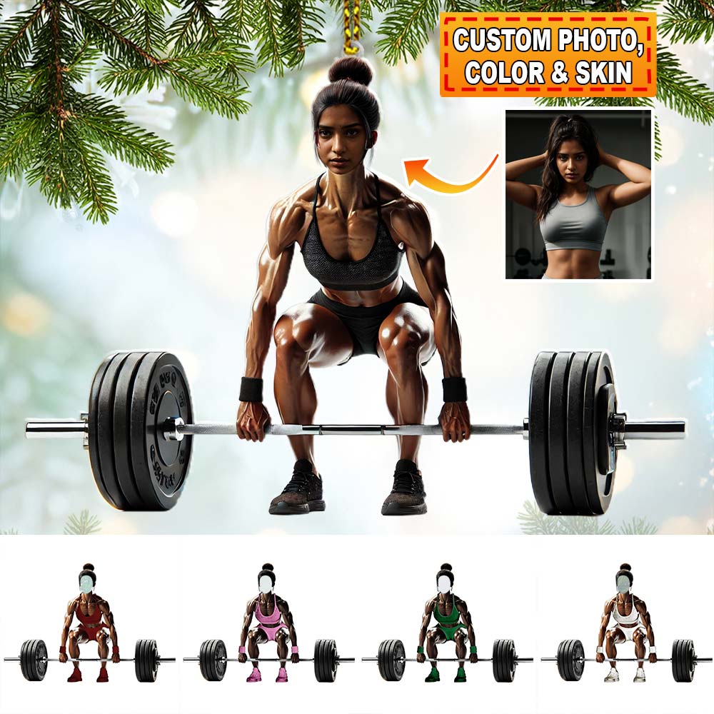Blisscorners Custom Name Woman Gym Work Out Santa Ornament, Gymnastics Christmas Gift892D Flat LM2111