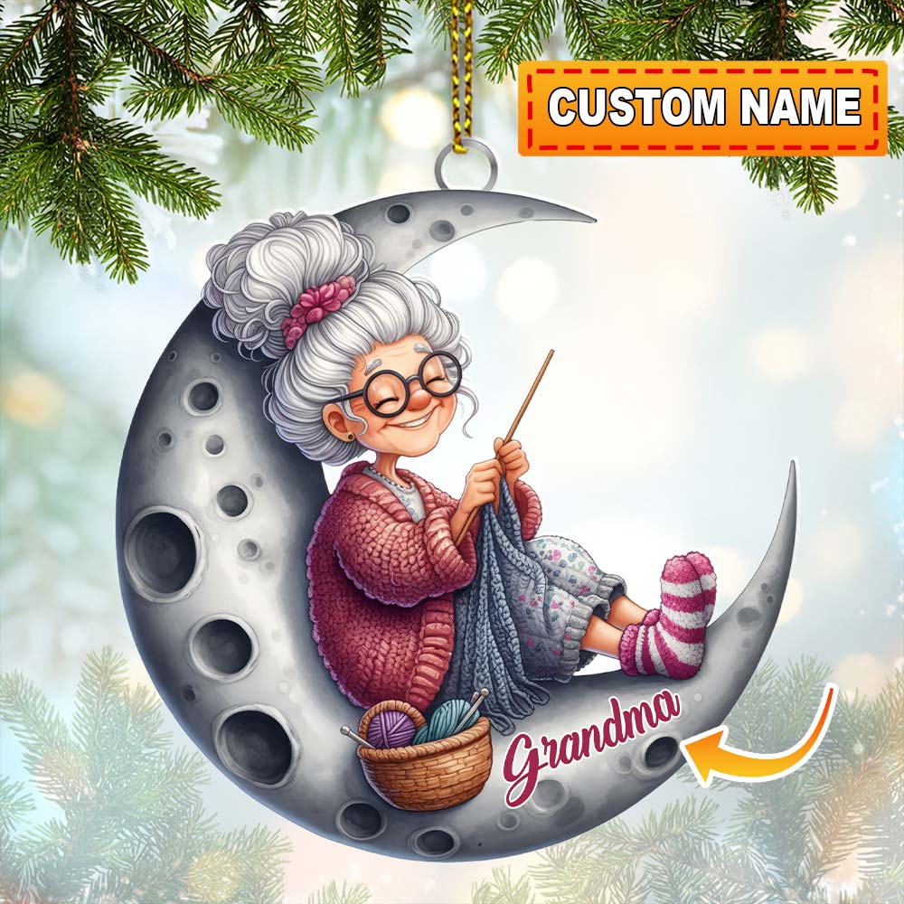 Blisscorners Knitting Woman, Home Decor, Christmas Ornament, Personalized Ornament2D Flat LM2111