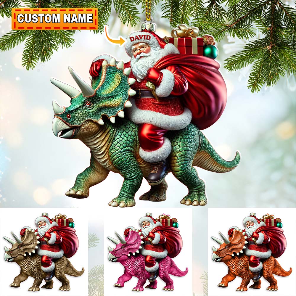Blisscorners Custom Name Dragon Santa Ornament, Dinosaur Ornament, Dragon Lover Christmas Gift2D Flat LM2111