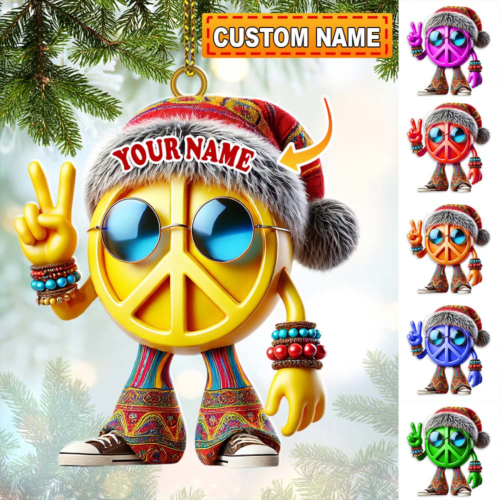 Blisscorners Custom Name Hippie Love Ornament,  Christmas Gift Decoration2D Flat LM2111