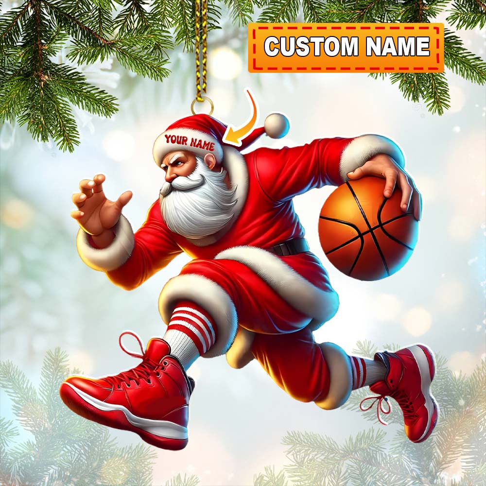 Blisscorners Basketball Santa Christmas, Home Decor, Christmas Ornament, Personalized Ornament2D Flat LM2111