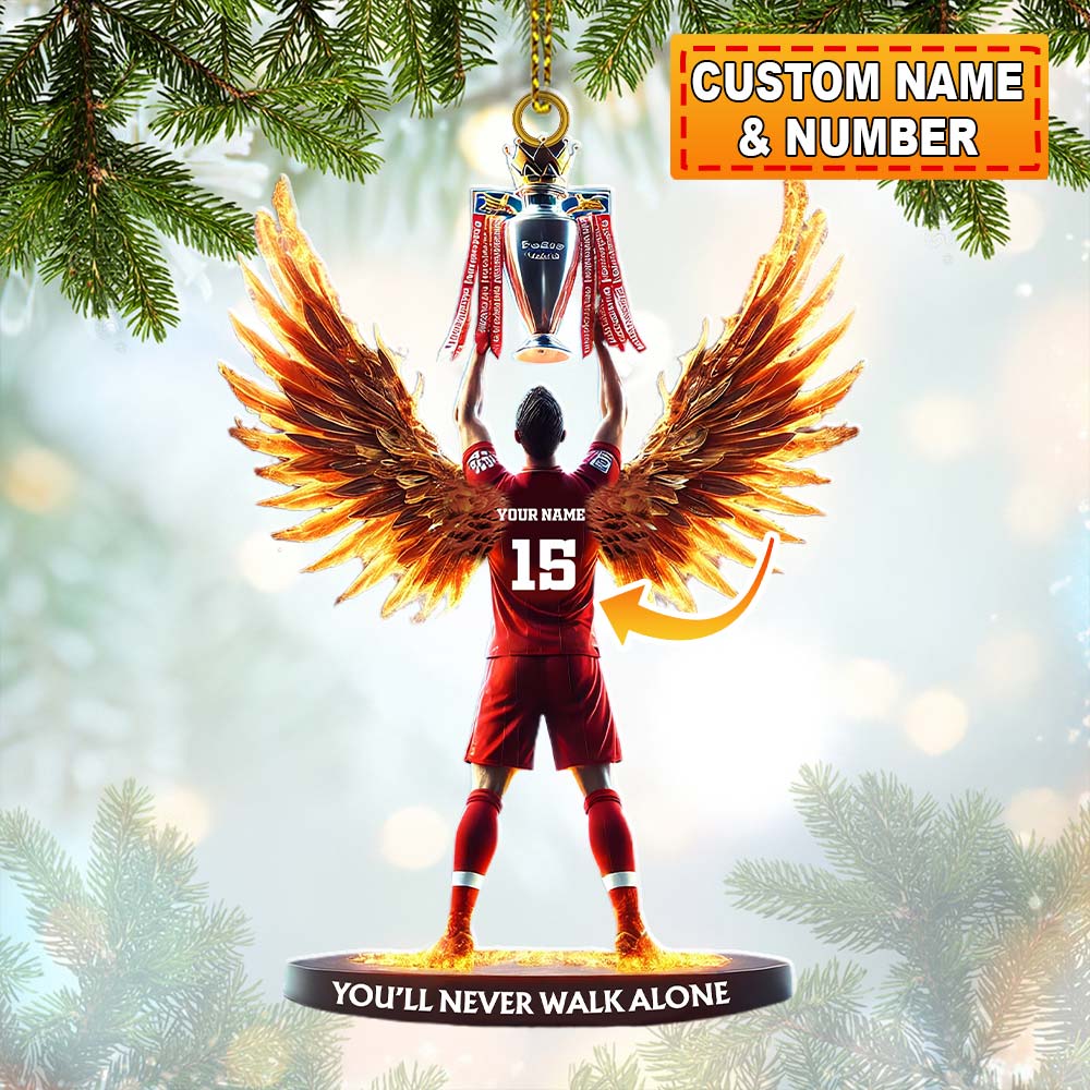 Blisscorners Custom Name and Number Football Champion Memorial Ornament, Christmas Gift2D Flat LM2111