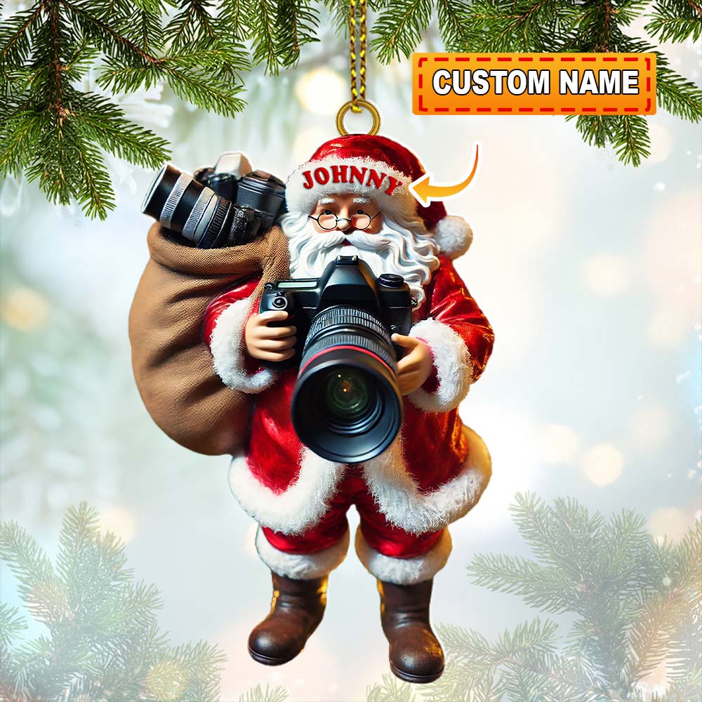 Blisscorners Custom Name Photographer Santa Ornament, Photographer Christmas Gift Decoration2D Flat LM2111