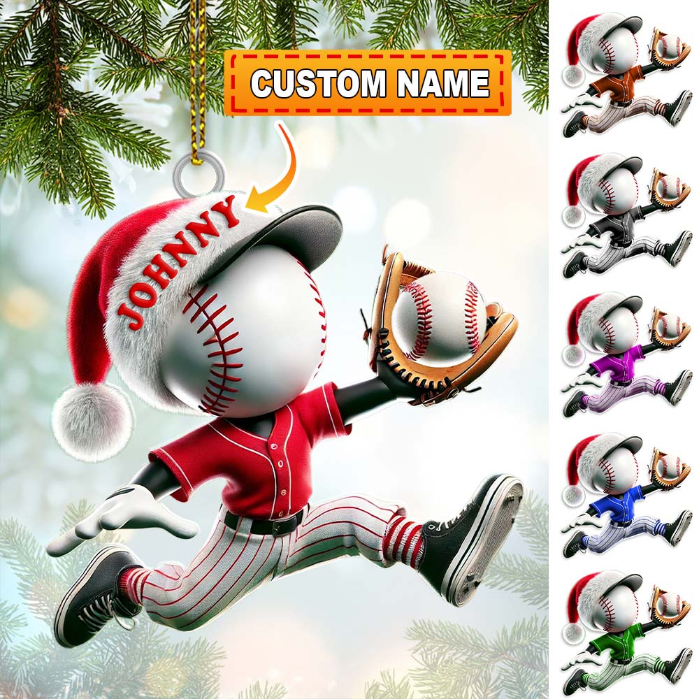 Blisscorners Custom Name Baseball Ornament, Christmas Gift for Baseball Lover522D Flat LM2111