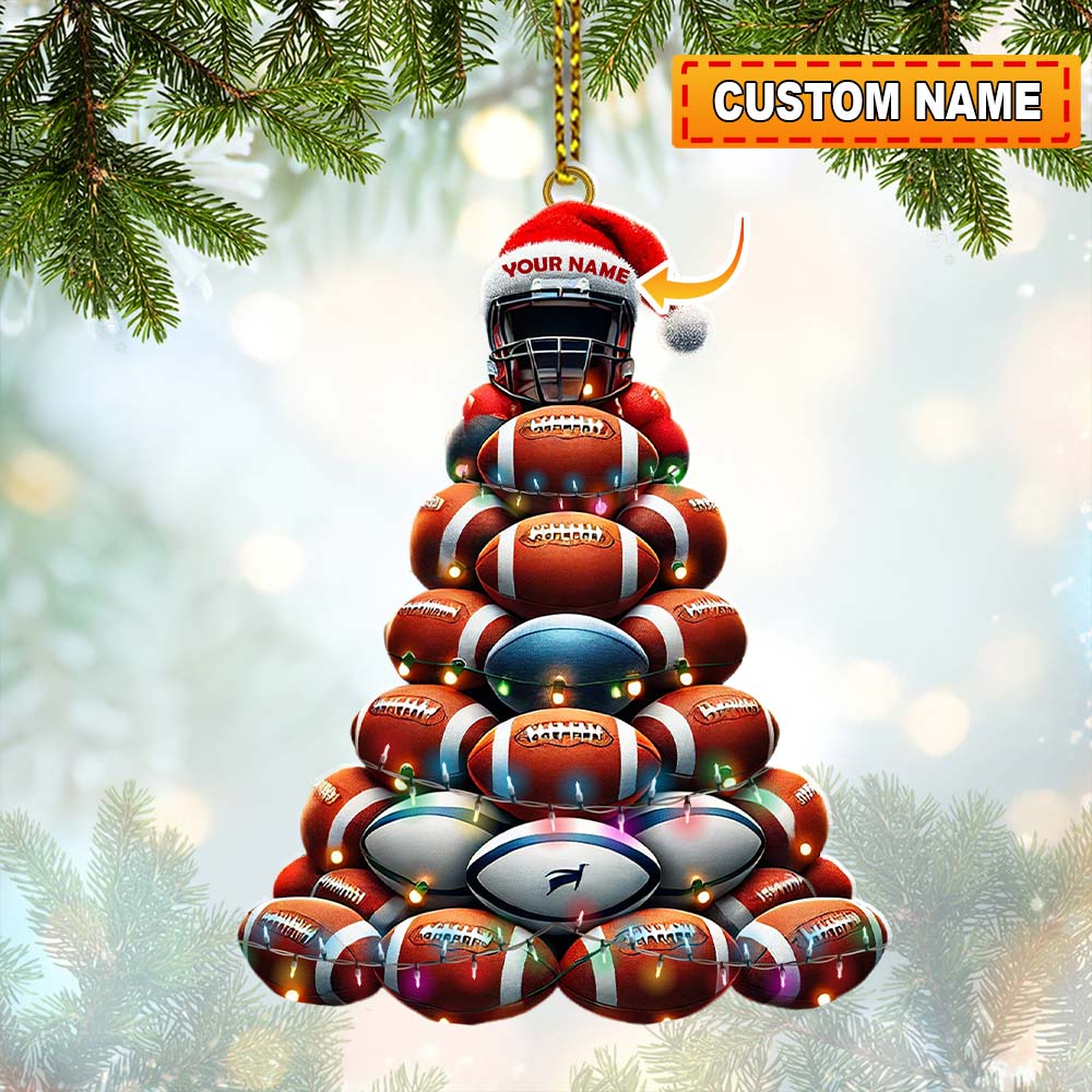 Blisscorners Custom Name Rugby Football Ornament, Rugby Football Lover Christmas Gift2D Flat LM2111