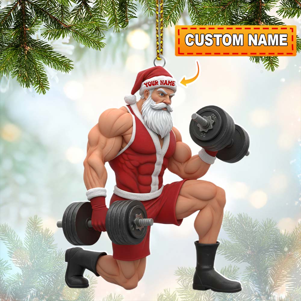 Blisscorners Christmas Gymer Santa, Home Decor, Christmas Ornament, Personalized Ornament2D Flat LM2111